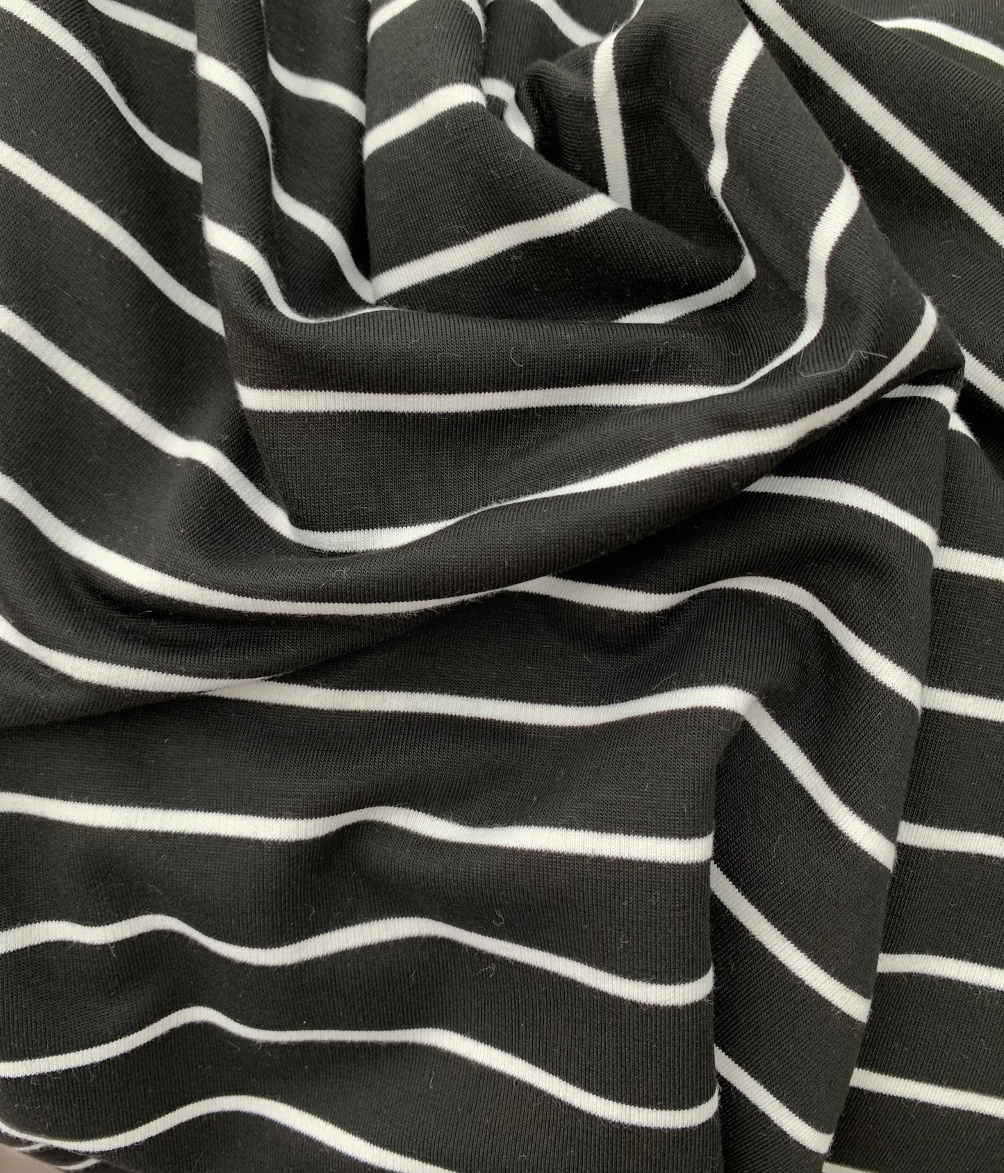 French Terry- Black with White Stripes